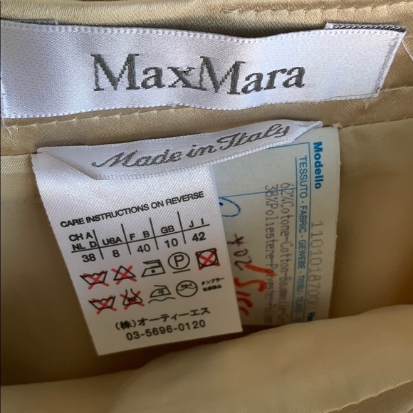 MaxMara Satin Pleated Knee Length Beige Skirt sz 8 - Picture 5 of 8
